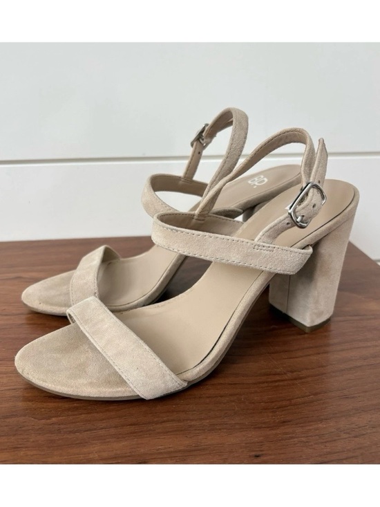 bp Shoes - BP Nordstrom Faux Suede Block Heel Tan Sandals Sz 7.5 Summer Party Classic Chic